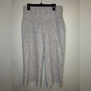 Sundance Linen Blend Embroidered Cropped Pants Women’s Medium